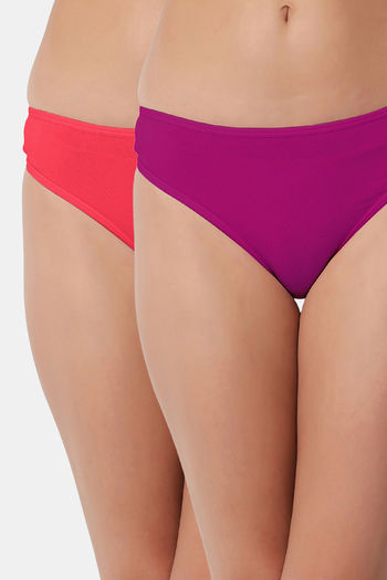Buy Bleeding Heart Low Rise Zero Coverage Thong (Pack of 2) - Coral Purple
