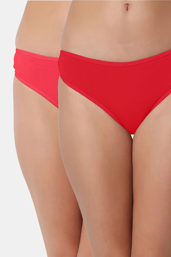 Buy Bleeding Heart Low Rise Zero Coverage Thong (Pack of 2) - Coral Red
