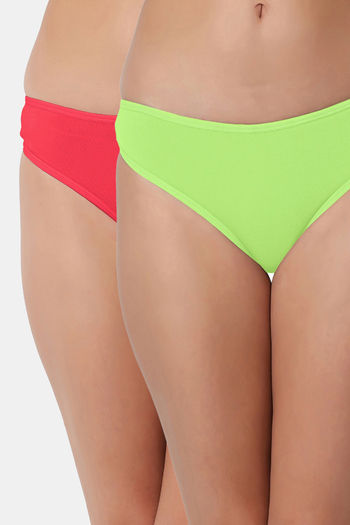 Buy Bleeding Heart Low Rise Zero Coverage Thong (Pack of 2) - Coral Neon