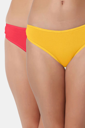 Buy Bleeding Heart Low Rise Zero Coverage Thong (Pack of 2) - Coral Yellow