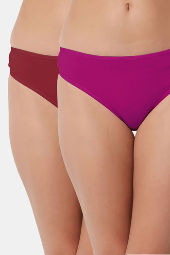 Buy Bleeding Heart Low Rise Zero Coverage Thong (Pack of 2) - Maroon Purple