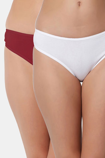 Buy Bleeding Heart Low Rise Zero Coverage Thong (Pack of 2) - Maroon White