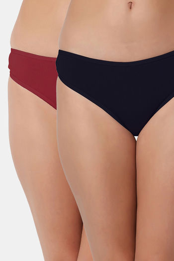 Buy Bleeding Heart Low Rise Zero Coverage Thong (Pack of 2) - Maroon Blue