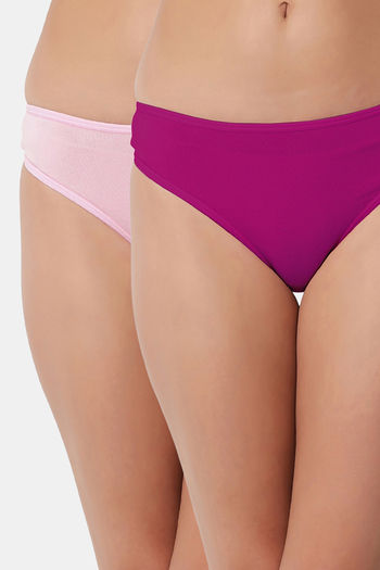Buy Bleeding Heart Low Rise Zero Coverage Thong (Pack of 2) - Pink Purple