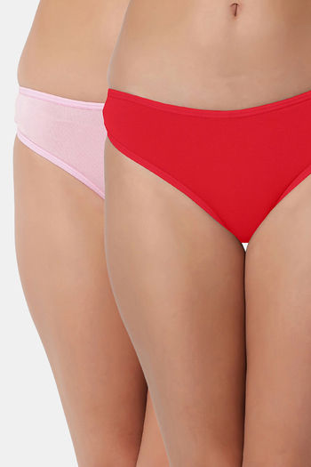 Buy Bleeding Heart Low Rise Zero Coverage Thong (Pack of 2) - Pink Red