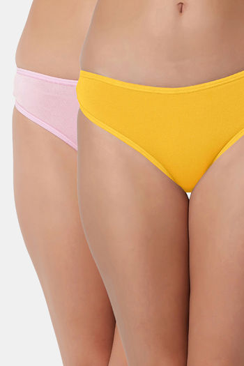 Buy Bleeding Heart Low Rise Zero Coverage Thong (Pack of 2) - Pink Yellow