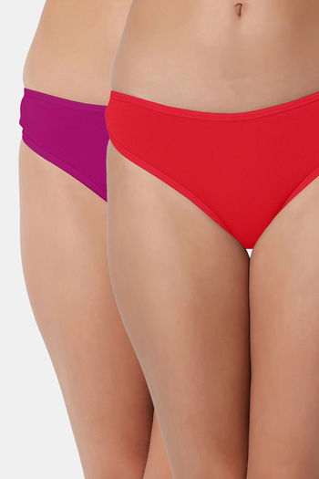 Buy Bleeding Heart Low Rise Zero Coverage Thong (Pack of 2) - Purple Red