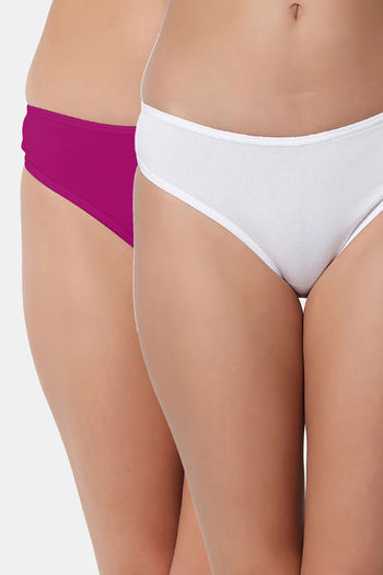 Buy Bleeding Heart Low Rise Zero Coverage Thong (Pack of 2) - Purple White