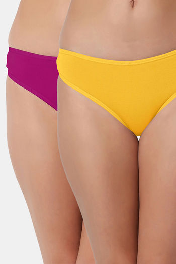 Buy Bleeding Heart Low Rise Zero Coverage Thong (Pack of 2) - Purple Yellow