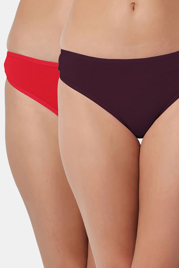 Buy Bleeding Heart Low Rise Zero Coverage Thong (Pack of 2) - Red Brown