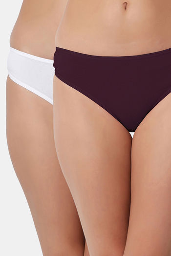 Buy Bleeding Heart Low Rise Zero Coverage Thong (Pack of 2) - White Brown