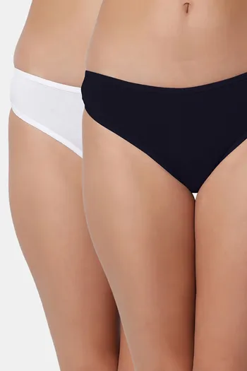 Buy Bleeding Heart Low Rise Zero Coverage Thong (Pack of 2) - White Blue