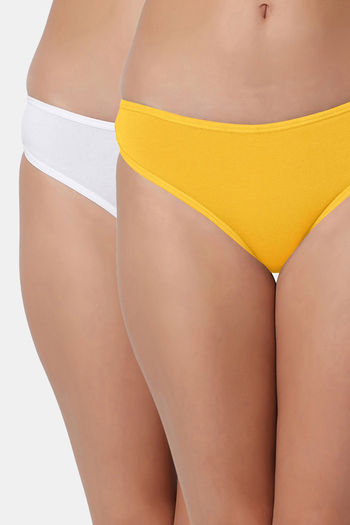 Buy Bleeding Heart Low Rise Zero Coverage Thong (Pack of 2) - White Yellow