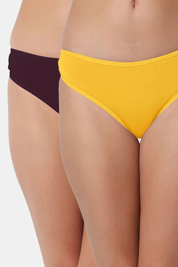 Buy Bleeding Heart Low Rise Zero Coverage Thong (Pack of 2) - Brown Yellow