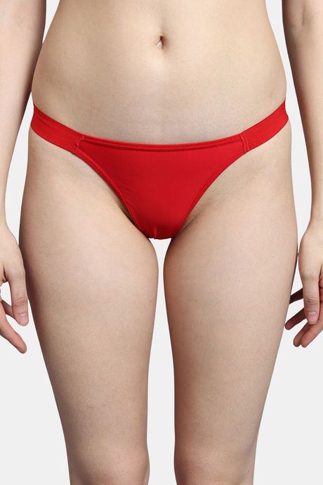 Buy Bleeding Heart Women's Solid Red Thong Panty, Low Waist with