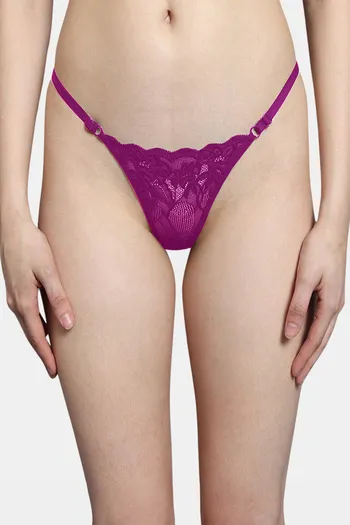 Buy Bleeding Heart Low Rise Zero Coverage Thong - Purple at Rs.251
