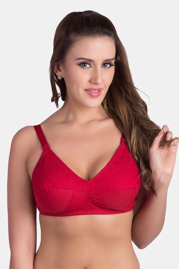 Buy Rajnie Double Layered Non Wired Full Coverage Minimiser Bra - Red