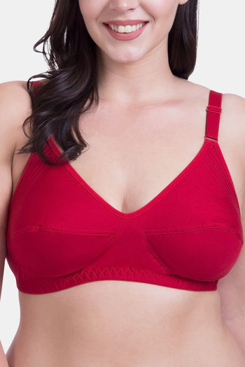 Buy Rajnie Double Layered Non Wired Full Coverage Minimiser Bra - Red at  Rs.288 online