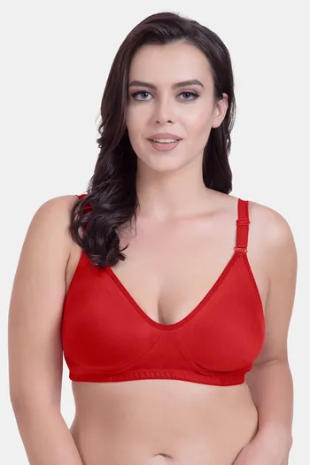 Buy Rajnie Double Layered Non Wired Full Coverage Minimiser Bra - Red at  Rs.342 online