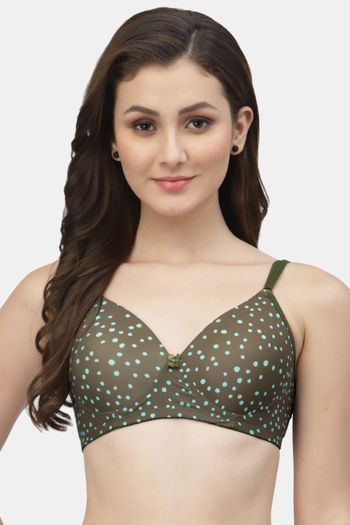 Buy Cukoo Padded Non-Wired Full Coverage T-Shirt Bra - Olive at Rs