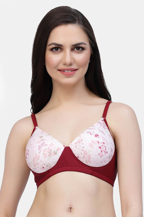 Buy Cukoo Padded Non Wired Full Coverage T-Shirt Bra - Red at Rs