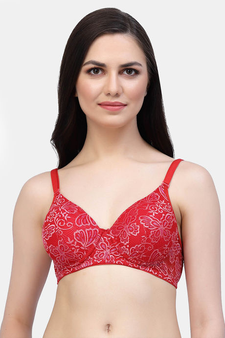 Buy Cukoo Padded Non Wired Full Coverage T-Shirt Bra - Red at Rs.650 online