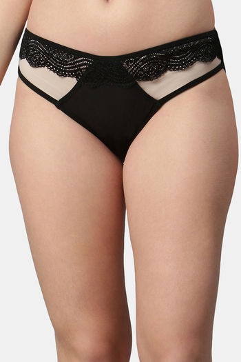 Buy CUKOO Medium Rise Half Coverage Bikini Panty - Black