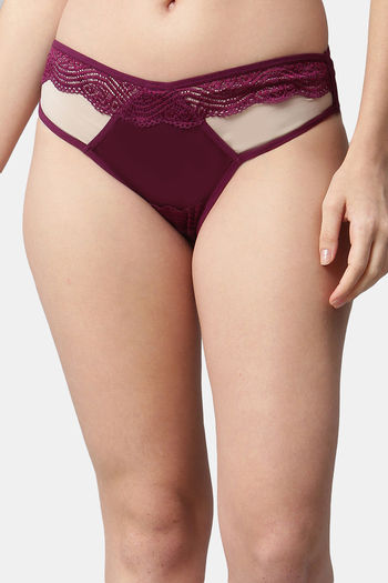 Buy CUKOO Medium Rise Half Coverage Bikini Panty - Burgundy