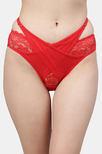 Buy CUKOO Medium Rise Half Coverage Bikini Panty - Red