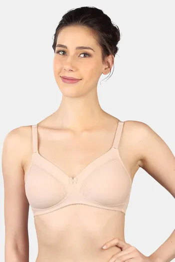 Buy Triumph Double Layered Non Wired Medium Coverage Super Support Bra -  Beige at Rs.999 online