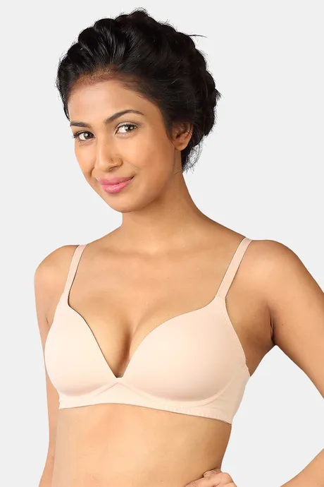 Buy Triumph Padded Non Wired Medium Coverage T-Shirt Bra - Skin at Rs.1199  online