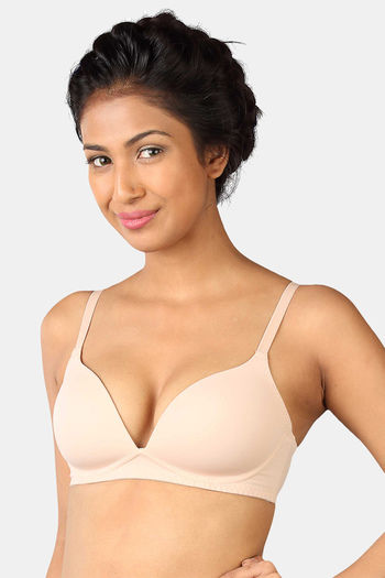 Buy online Cream Heavily Padded T-shirt Bra from lingerie for