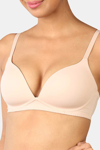 Buy Triumph Padded Non Wired Medium Coverage T-Shirt Bra - Skin at Rs.1199  online