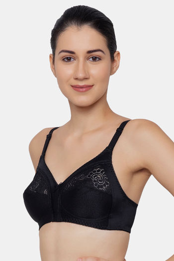 Buy Triumph Single Layered Non Wired Full Coverage Super Support Bra -  Black at Rs.949 online