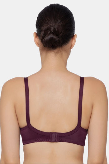 Buy Triumph Single Layered Non Wired Full Coverage Super Support Bra -  Burgundy at Rs.949 online
