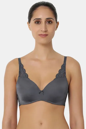 Buy Triumph Padded Non Wired Full Coverage T-Shirt Bra - Grey