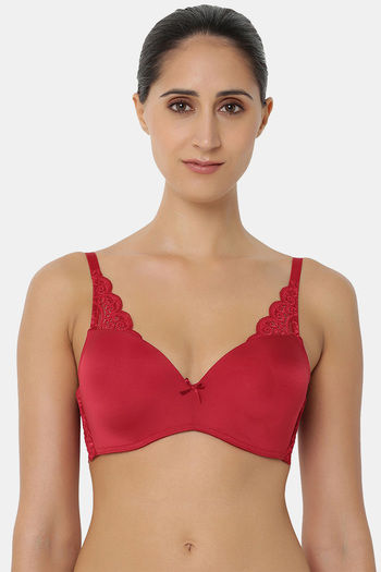 Buy Triumph Padded Non Wired Full Coverage T-Shirt Bra - Red