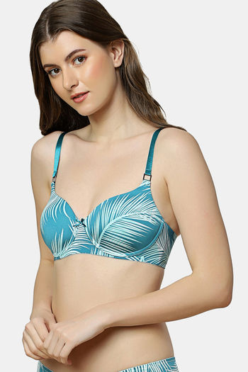 Buy Triumph Padded Non Wired Medium Coverage T-Shirt Bra - Green