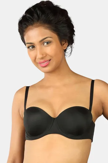Buy Triumph T-Shirt Bra 101 Invisible Wired Half Cup Padded Detachable Multioptional Transparent Backless Party Bra - Black