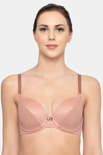 Triumph Signature Sheer Underwired Padded Half Cup Bra - Toasted Almon -  Curvy Bras