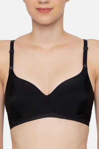 Buy Triumph Padded Non Wired Medium Coverage T-Shirt Bra - Black at Rs.1000  online