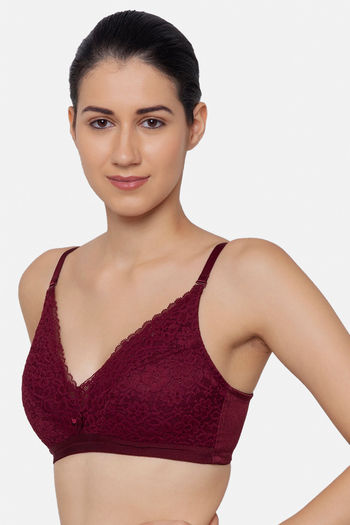 Buy Triumph Padded Non Wired Medium Coverage Lace Bra - Woodrose at Rs.1709  online
