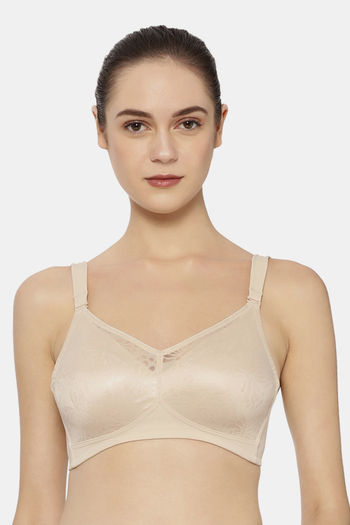 Beige Non Wired Thick Straps Comfortable Bra Shop Now