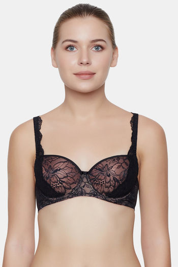 Buy Triumph Amourette Charm Padded Wired Half-Cup Classic Lace Bra - Black