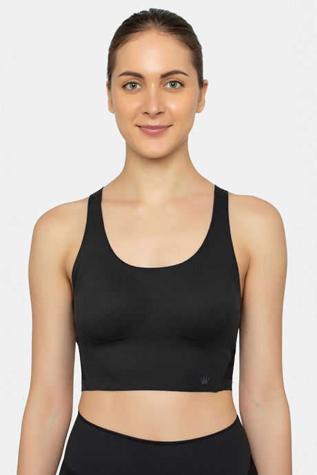 Triumph Padded Non Wired with Back Hook Polymide Spandex Fabrix Sports Bra  (04-Black) Style# 110i508