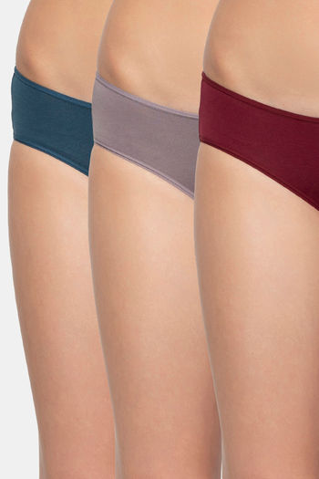Buy Triumph Medium Rise Three-Fourth Coverage Bikini Panty (Pack of 3) - Assorted