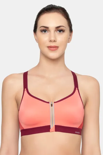 Buy Triumph Triaction 125 Padded Wireless Front Open Extreme Bounce Control Sports Bra - Orange & Light Combo