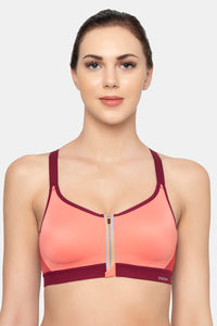 Buy Triumph Triaction 125 Padded Wireless Front Open Extreme Bounce Control Sports Bra - Orange & Light Combo