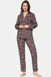 Buy Triumph Lounge-Me Series Boyfriend Print Soft Pyjama Set - Black Combo