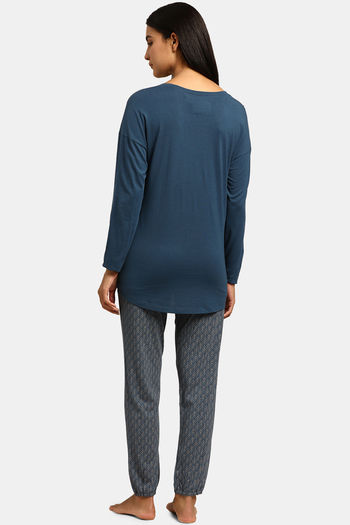Buy Triumph Organic Cotton Loungewear Set Blue Dark Combination